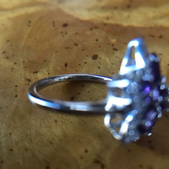 Natural Amethyst Sterling Silver Ring Size 5 - Picture 4 of 10